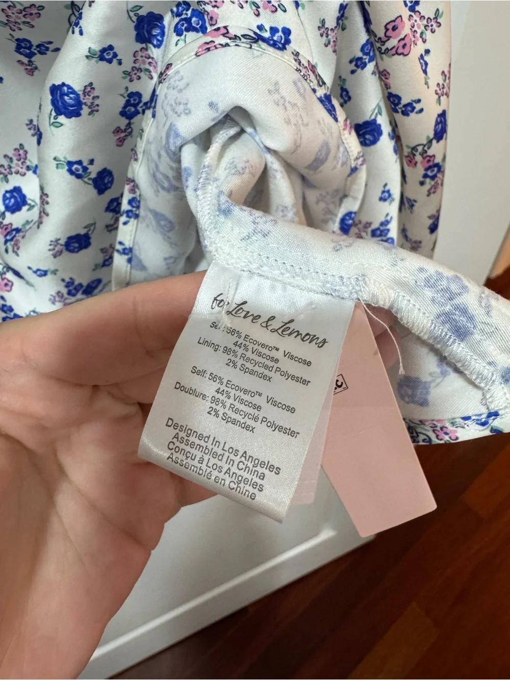 For Love & Lemons Paulina Corset White Mini Dress with Blue Floral Print - M - Picture 10 of 13